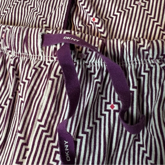 DKNY Women's XL Button Up Collared Shirt and Drawstring Shorts Pajama Set Violet - Picture 6 of 12
